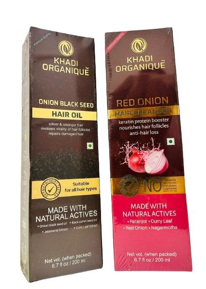 Khadi Natural Onion & Fenugreek Hair Oil + Khadi Organique Red Onion Hair Cleanser
